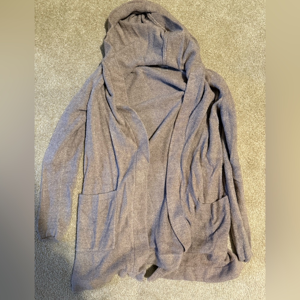 Barefoot Dreams Hooded Cardigan in Taupe